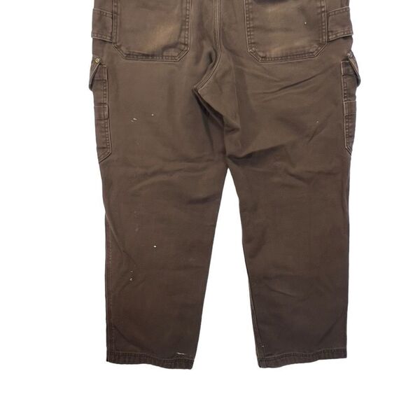 Duluth Trading Jeans Mens 36×32 Brown Carpenter Work Canvass worn workwear - Picture 6 of 9